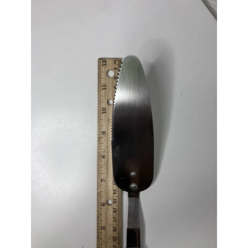Vintage Stainless Steel USA Pie Cake Cut & Serve Wood Handle 12